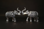 Carved Flower Elephant Pair