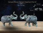 Carved Flower Design Elephant Pair 6" ( AT-0310 )