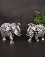 Big Silver-Plated Elephant Pair (Gaj)
