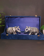 Big Royal Elephant Pair – Silver-Plated Decorative Statue