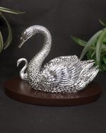 Silver-Plated Swan Pair Decor Statue