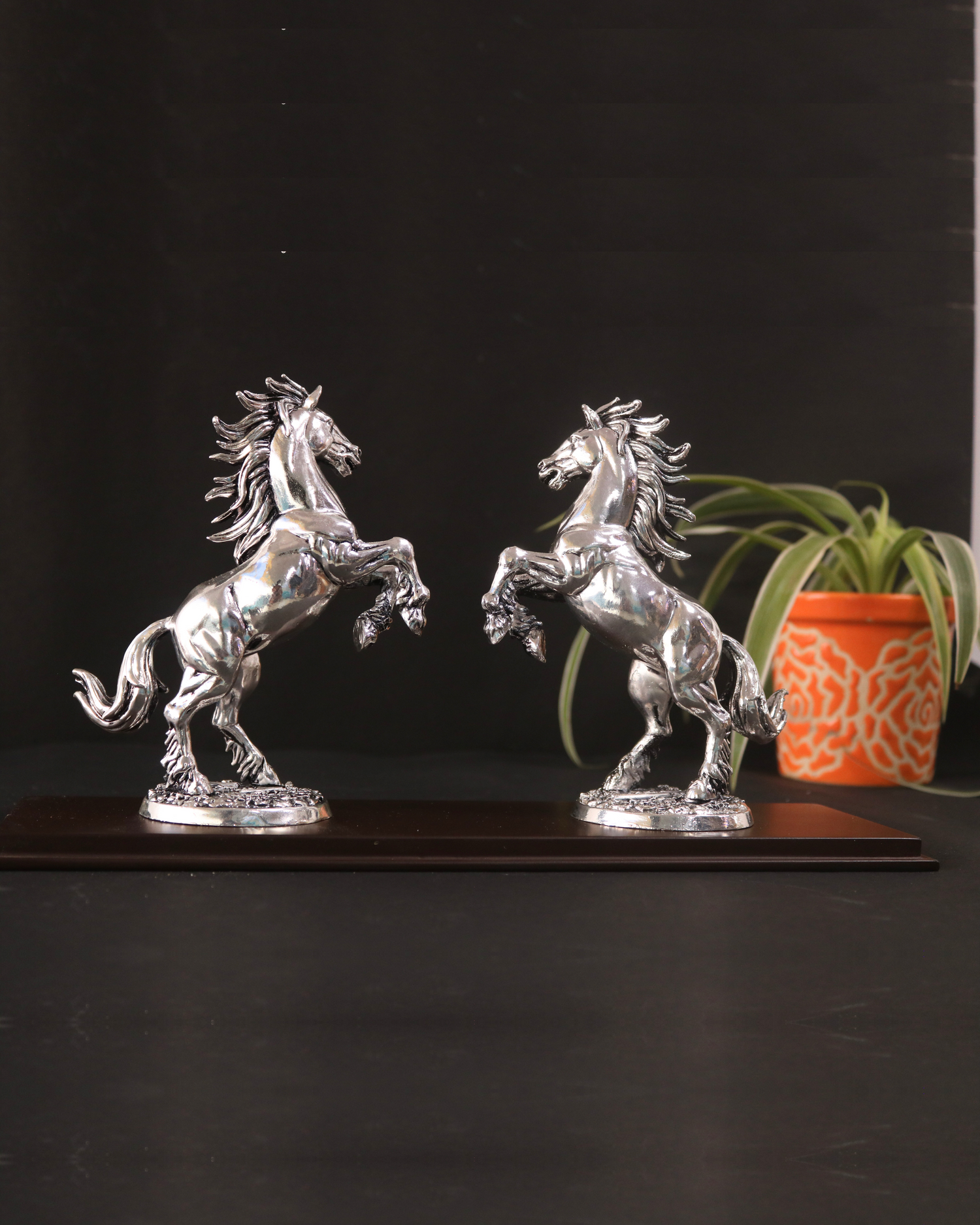 Unreined confidence Horse Pair Silver-Plating Statue