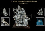13'' Sitting Radha Krishna with Peacock