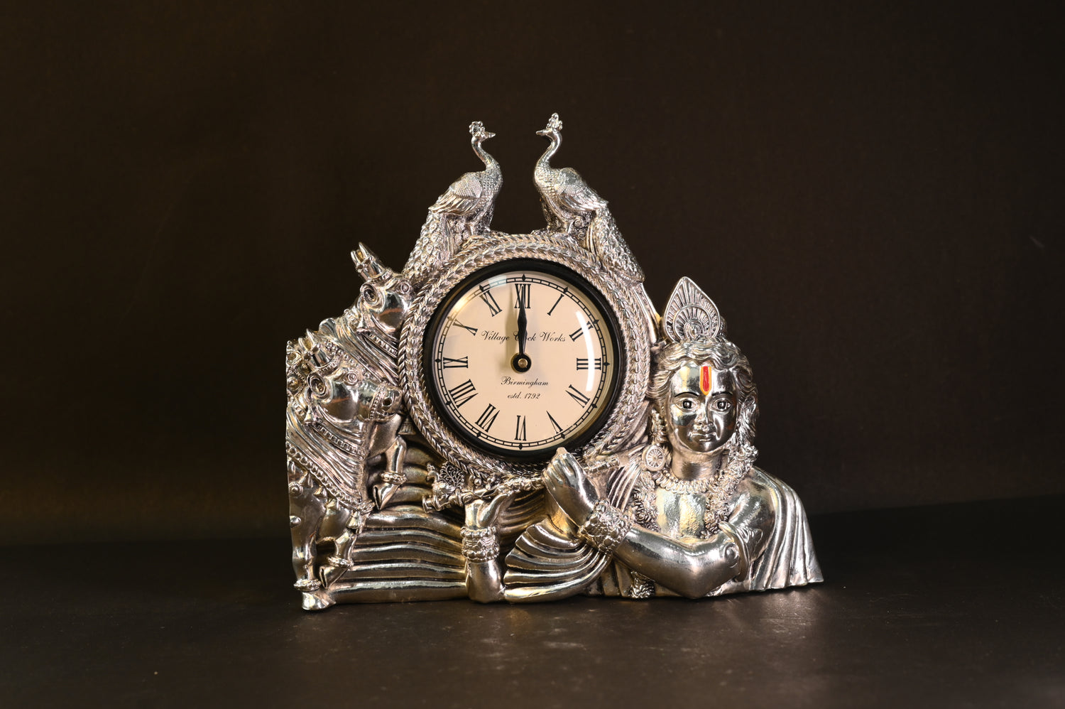 Krishna Two Peacock Wall Clock