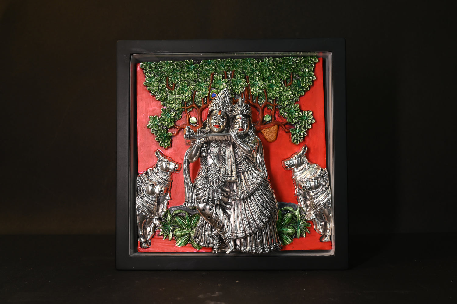 Radha Krishna With Color Tree Led Frame
