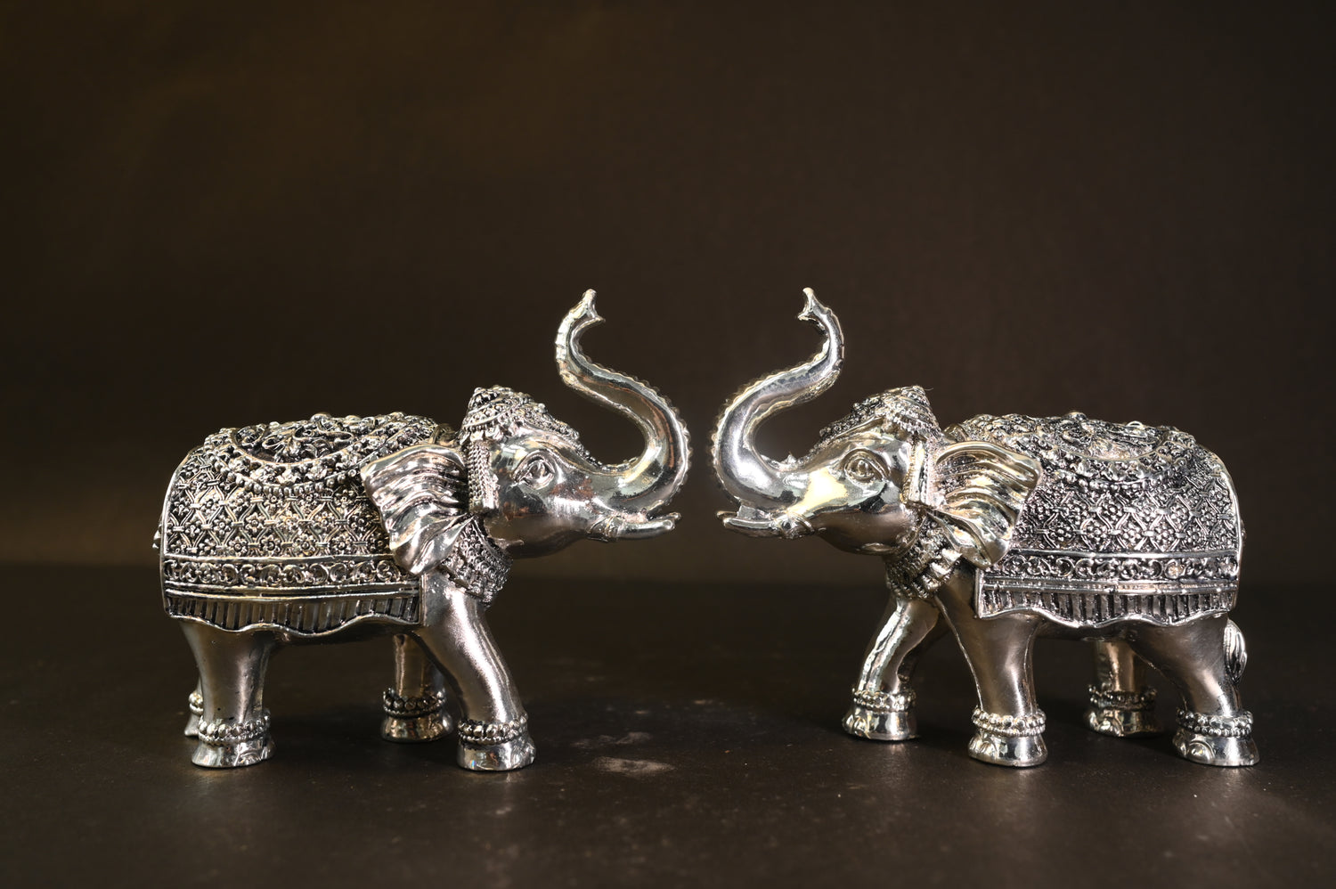 Flower Design Elephant Pair