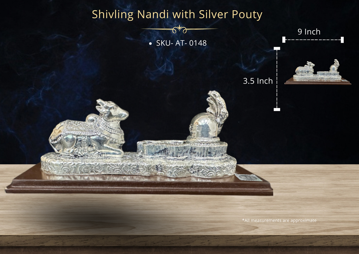 Shivling Nandi with Silver Pouty (AT-0148)