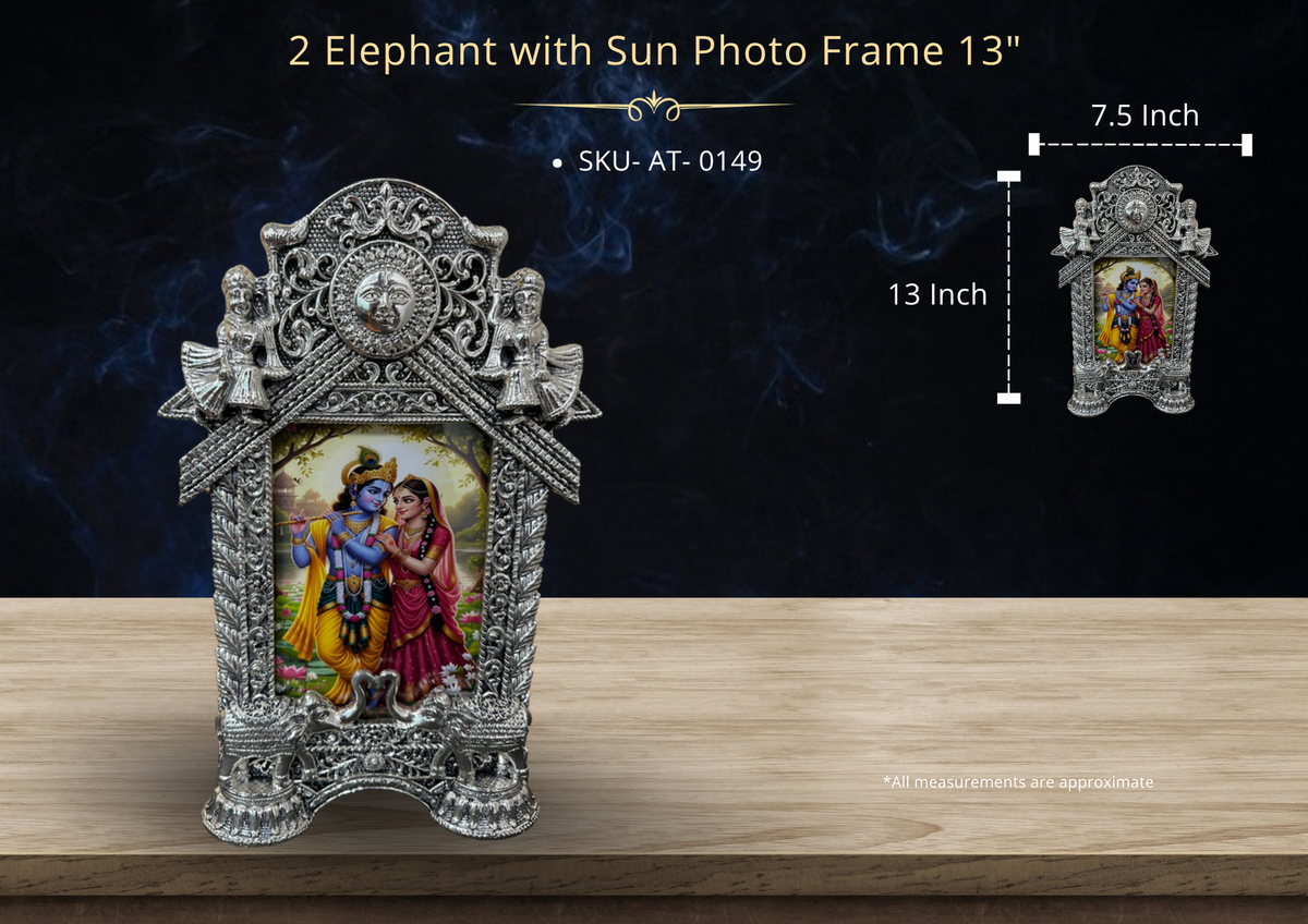 2 Elephant with Sun Photo Frame 13" ( AT-0149 )