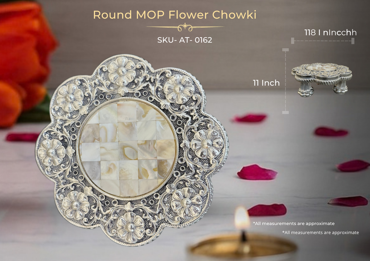 Round MOP Flower Chowki 11" ( AT-0162 )