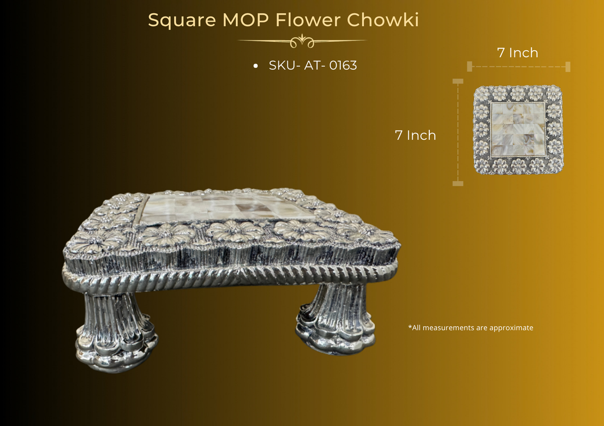 Square MOP Flower Chowki 7" ( AT-0163 )