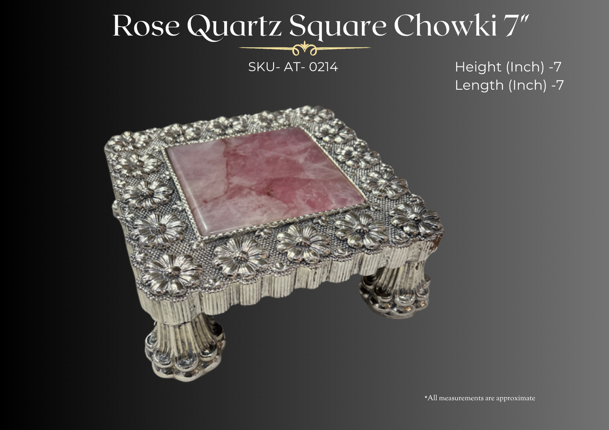 Rose Quartz Square Chowki 7" ( AT-0214 )