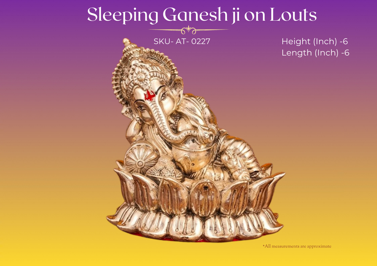 Sleeping Ganesh Ji on Lotus ( AT-0227 )