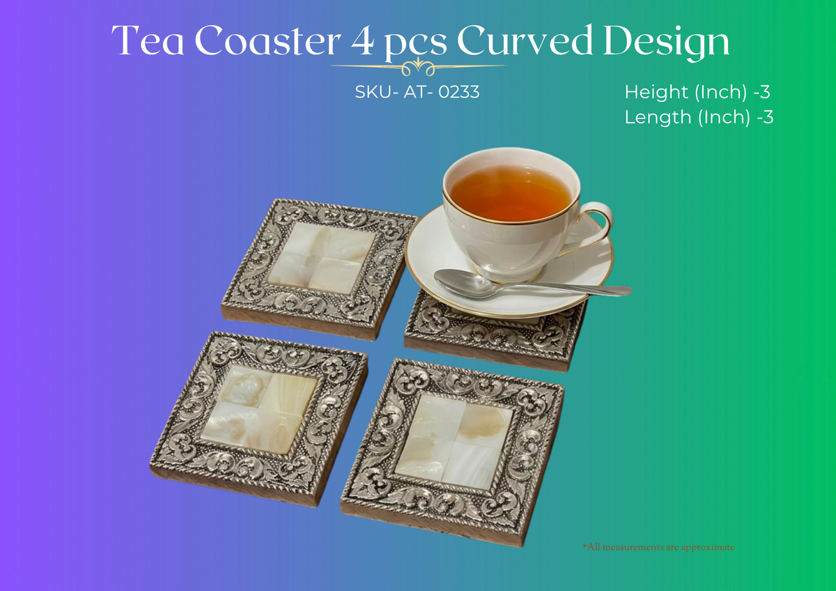 Tea Coaster 4 Pcs Curved Design ( AT-0233 )
