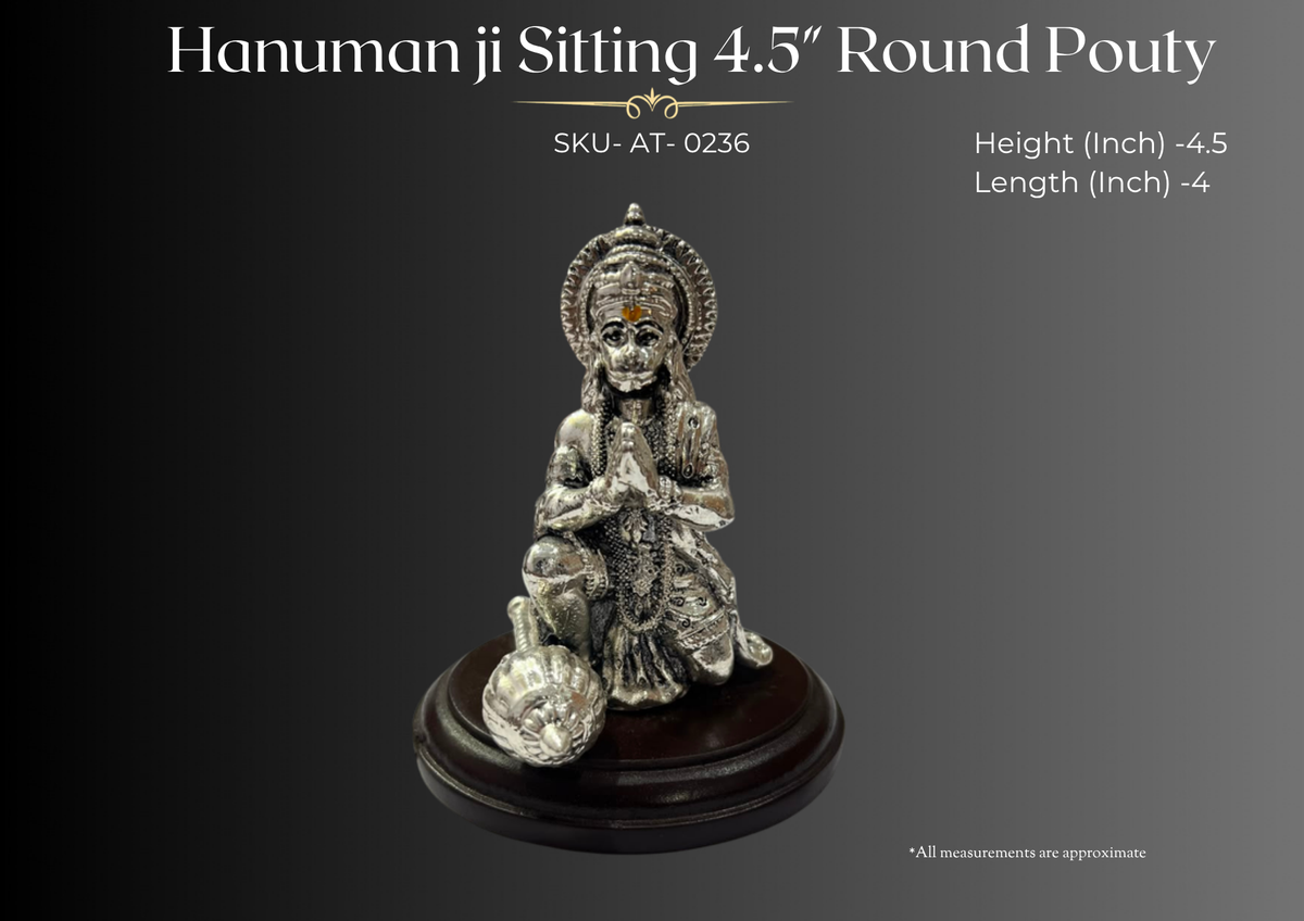 Hanuman Ji Sitting 4.5" Round Pouty ( AT-0236 )