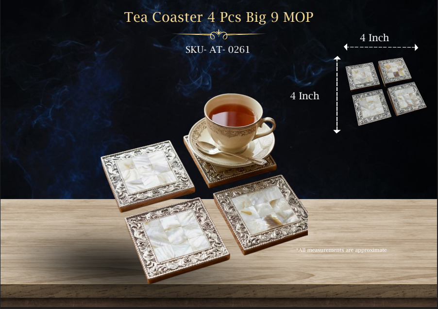Tea Coaster 4 Pcs Big 9" MOP ( AT-0261 )