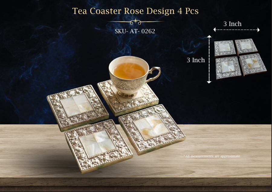 Tea Coaster Rose Design 4 Pcs ( AT-0262 )
