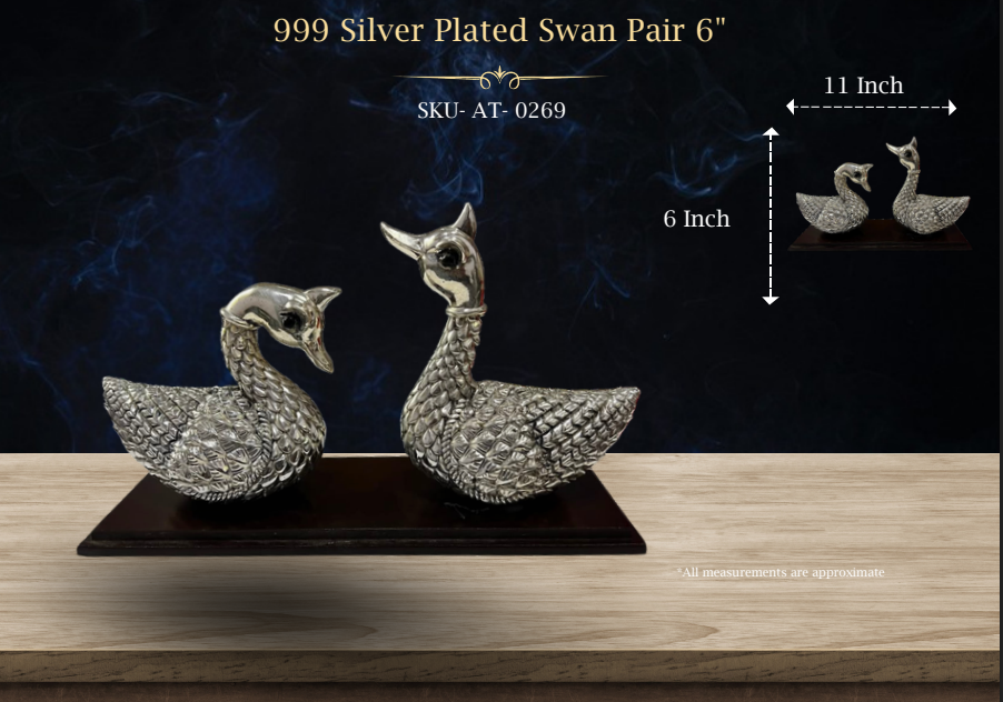 999 Silver Plated Swan Pair 6" ( AT-0269 )
