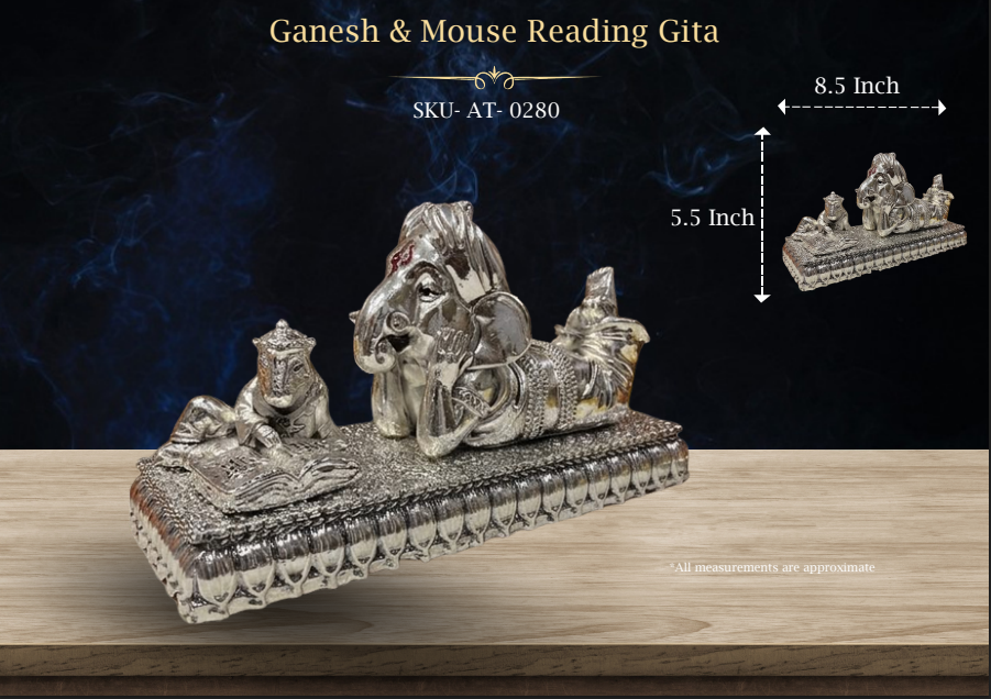 Ganesh & Mouse Reading Gita ( AT-0280 )