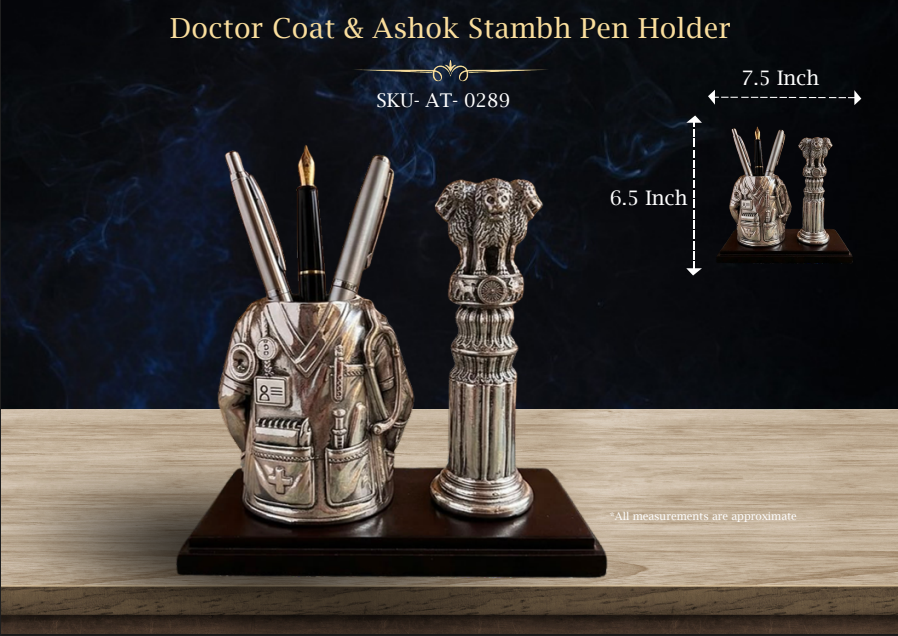 Doctor Coat & Ashok Stambh Pen Holder ( AT-0289 )