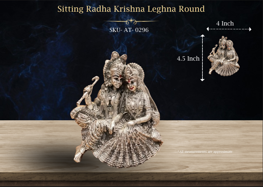 Sitting Radha Krishna Leghna Round ( AT-0296 )