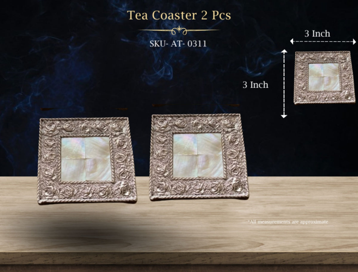 Tea Coaster 2 Pcs Rose Design ( AT-0311 )
