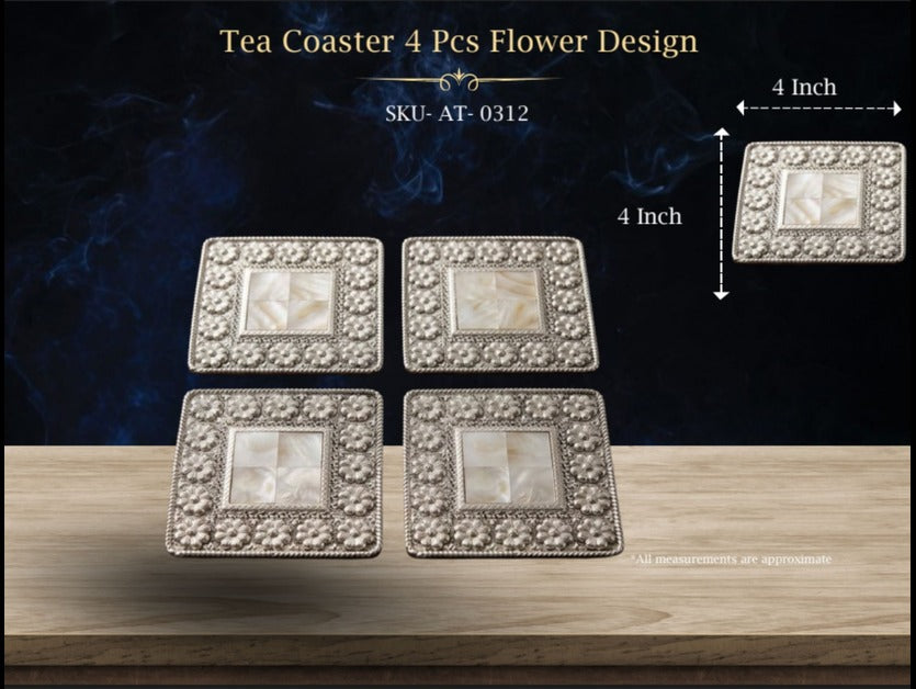Tea Coaster 4 Pcs Flower Design ( AT-0312 )