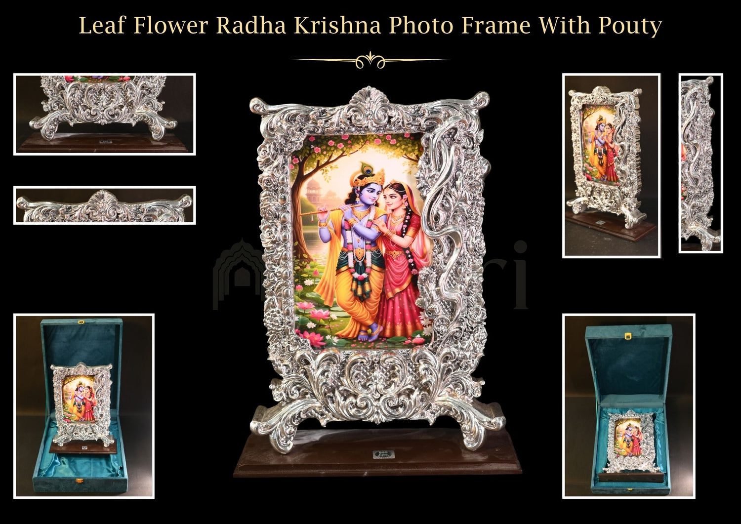 Leaf Flower Radha Krishna Photo Frame With Pouty